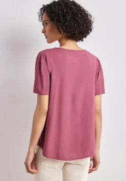 Blouse à col rond et manches courtes bouffantes