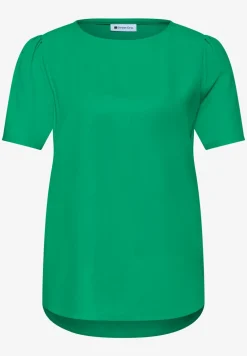 Blouse à col rond et manches courtes bouffantes