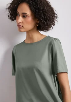 Blouse à col rond et manches courtes bouffantes