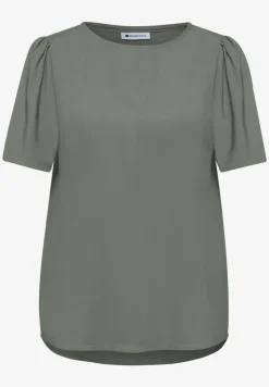 Blouse à col rond et manches courtes bouffantes