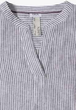 Blouse à manches 3/4 avec col fendu en lin