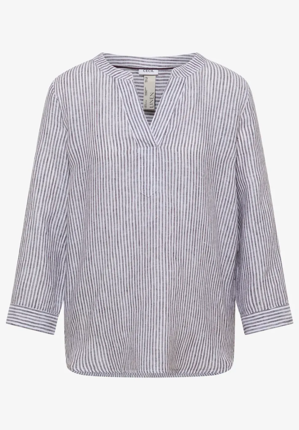 Blouse à manches 3/4 avec col fendu en lin