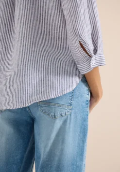 Blouse à manches 3/4 avec col fendu en lin
