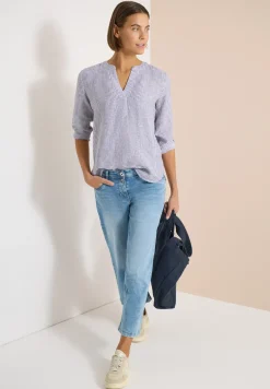 Blouse à manches 3/4 avec col fendu en lin