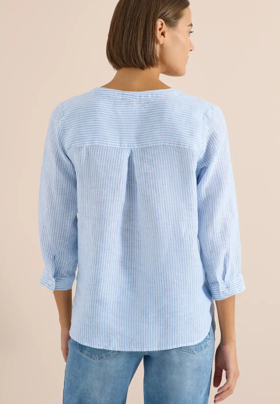 Blouse à manches 3/4 avec col fendu en lin