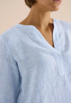 Blouse à manches 3/4 avec col fendu en lin