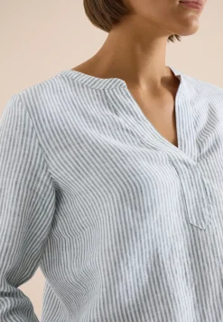 Blouse à manches 3/4 avec col fendu en lin