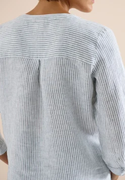 Blouse à manches 3/4 avec col fendu en lin