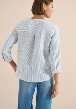 Blouse à manches 3/4 avec col fendu en lin