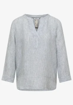 Blouse à manches 3/4 avec col fendu en lin