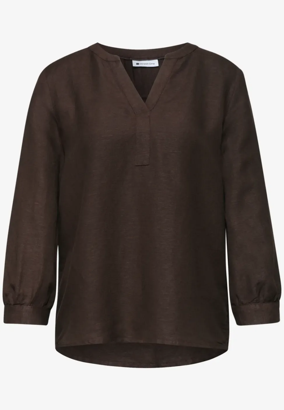 Blouse à manches 3/4 en lin mélangé avec split neck