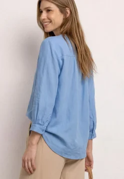Blouse à manches 3/4 en lin mélangé avec split neck