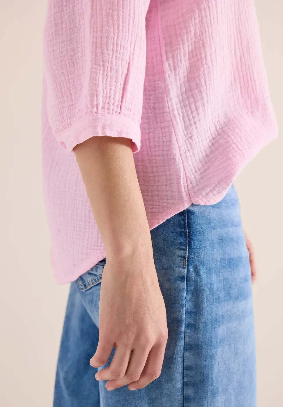 Blouse à manches 3/4 en qualité mousseline