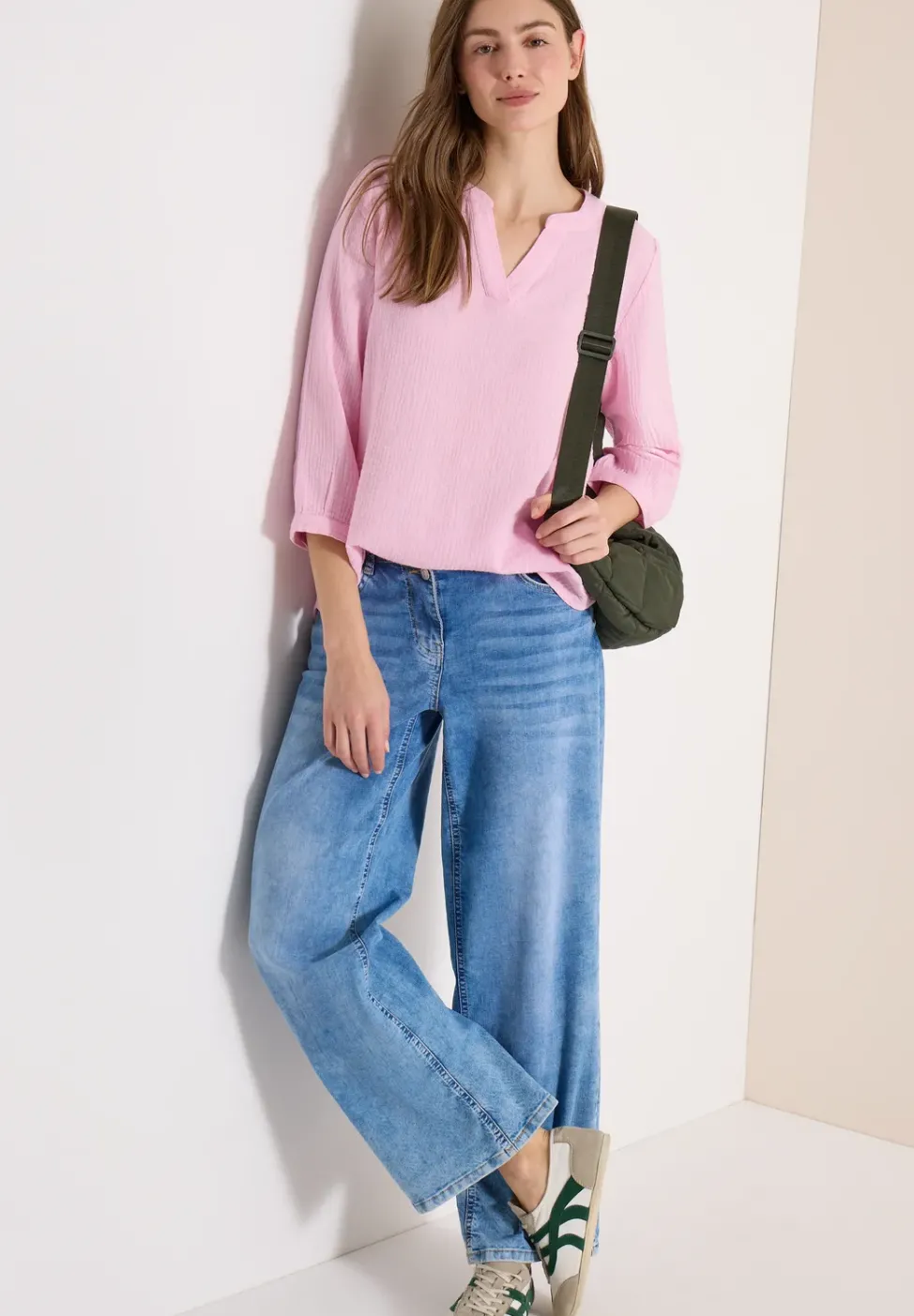 Blouse à manches 3/4 en qualité mousseline