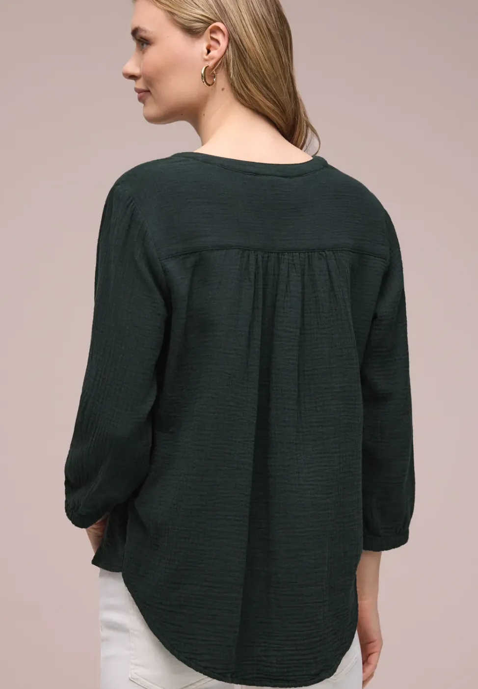 Blouse à manches 3/4 en qualité mousseline