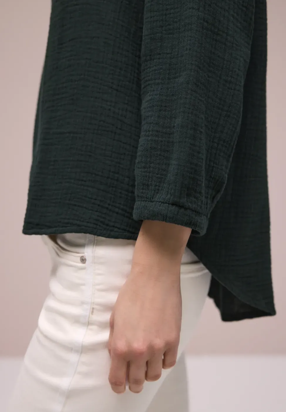 Blouse à manches 3/4 en qualité mousseline