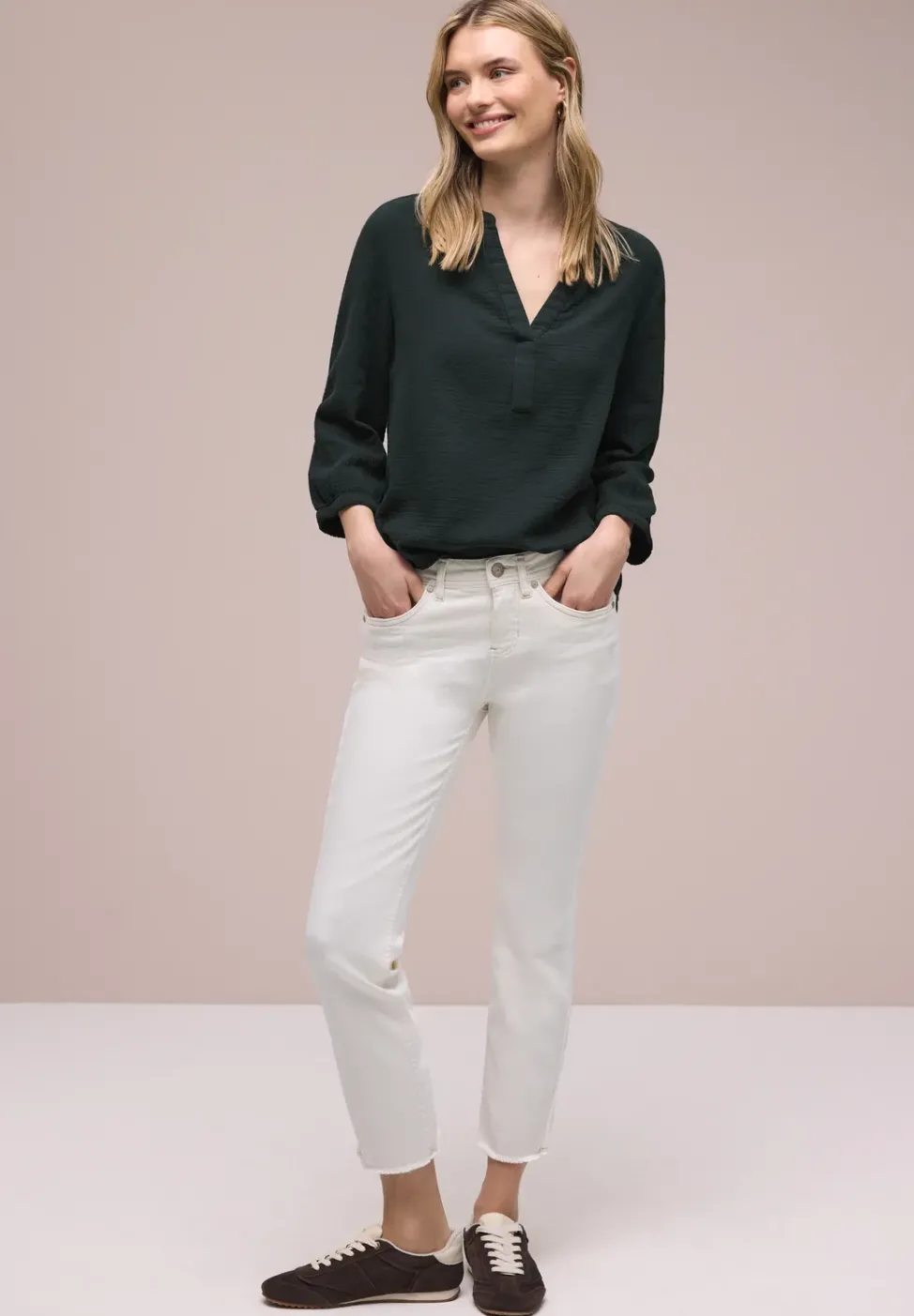 Blouse à manches 3/4 en qualité mousseline