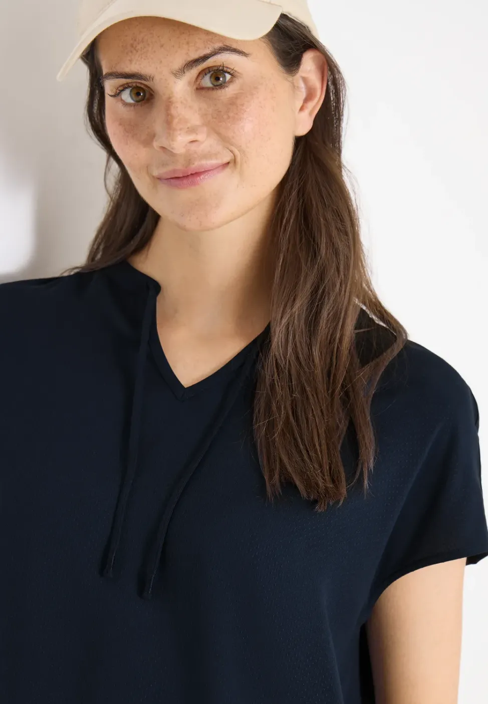 Blouse à manches courtes avec mélange de structures