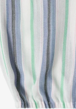 Blouse à manches courtes avec col fendu et rayures