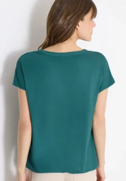 Blouse à manches courtes avec mélange de structures