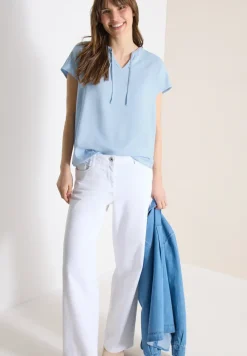 Blouse à manches courtes avec mélange de structures
