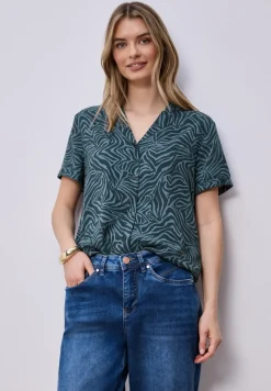 Blouse à manches courtes avec col bowling