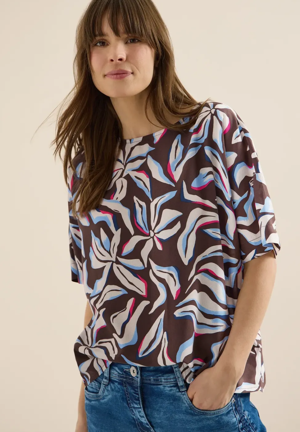 Blouse à manches courtes avec imprimé et boutons