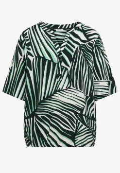 Blouse à manches courtes avec split neck et imprimé