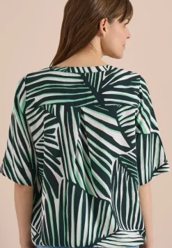 Blouse à manches courtes avec split neck et imprimé