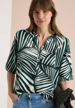 Blouse à manches courtes avec split neck et imprimé