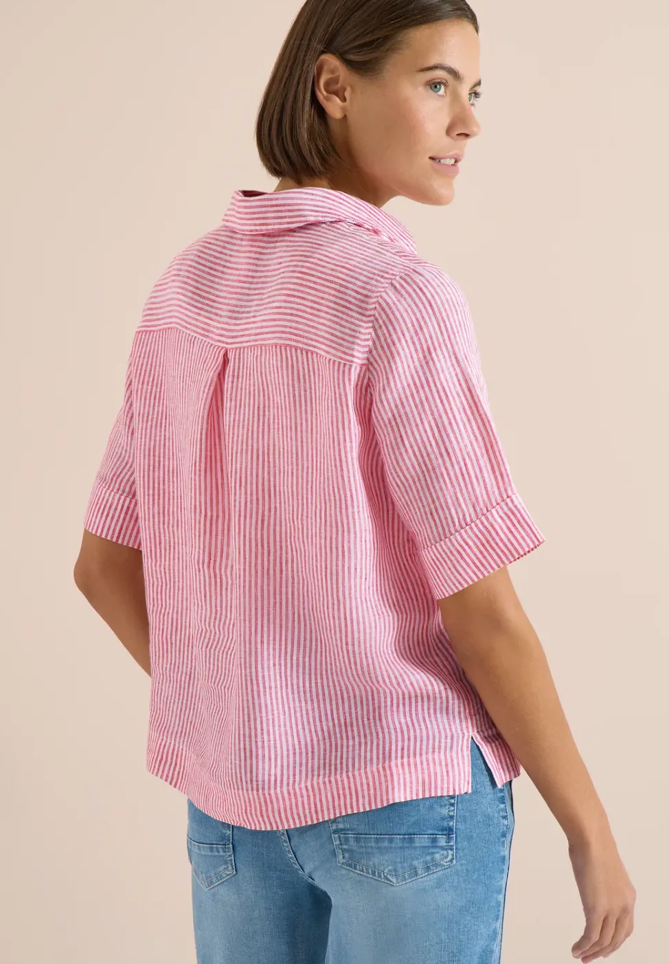 Blouse à manches courtes en pur lin