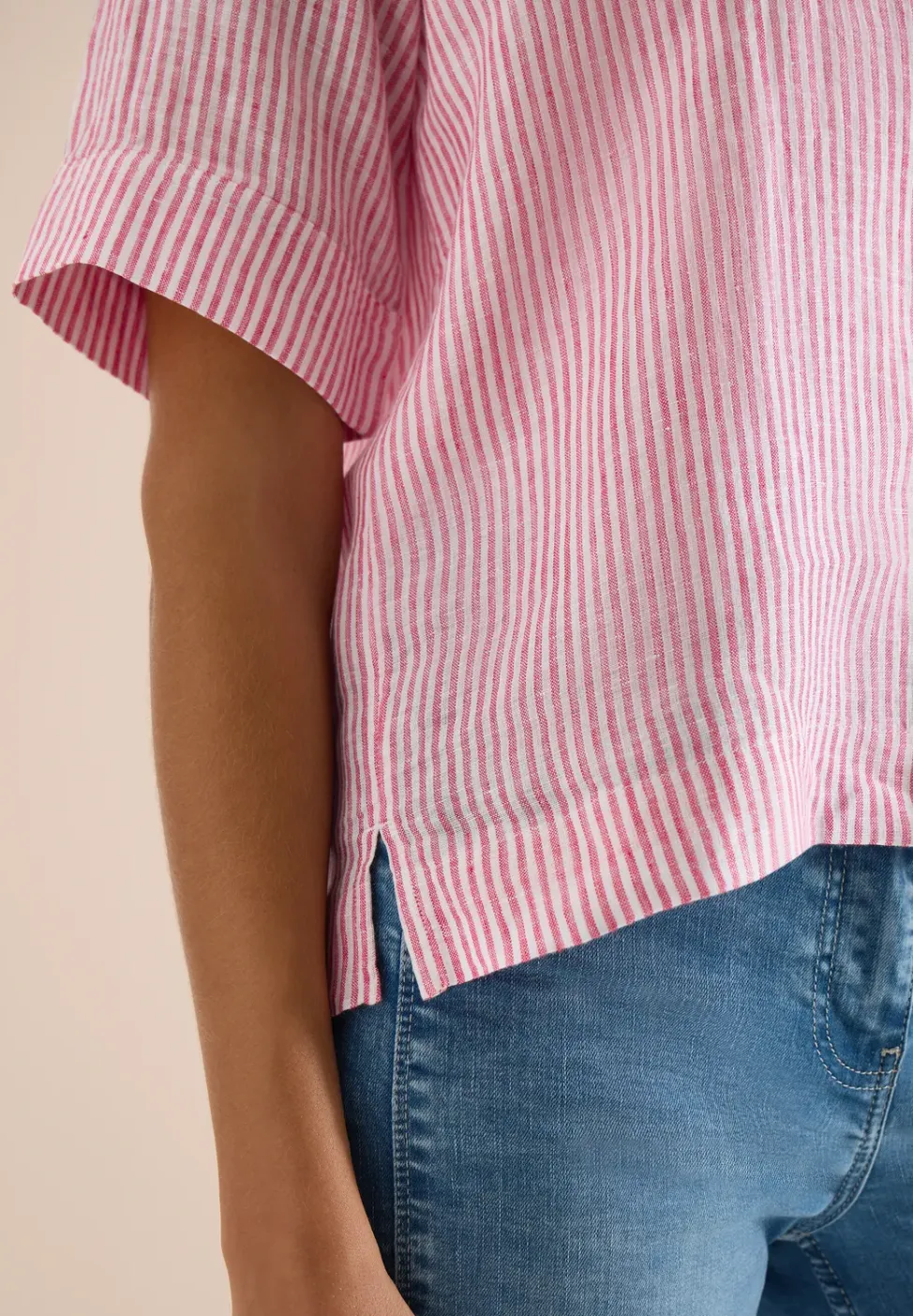 Blouse à manches courtes en pur lin
