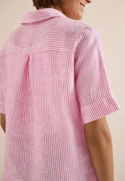Blouse à manches courtes en pur lin