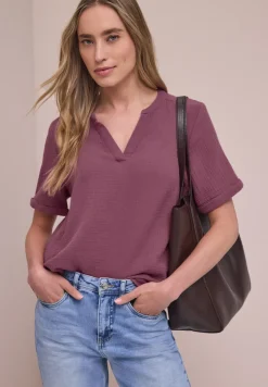 Blouse à manches courtes en qualité mousseline