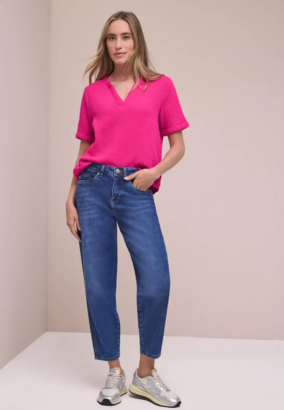 Blouse à manches courtes en qualité mousseline