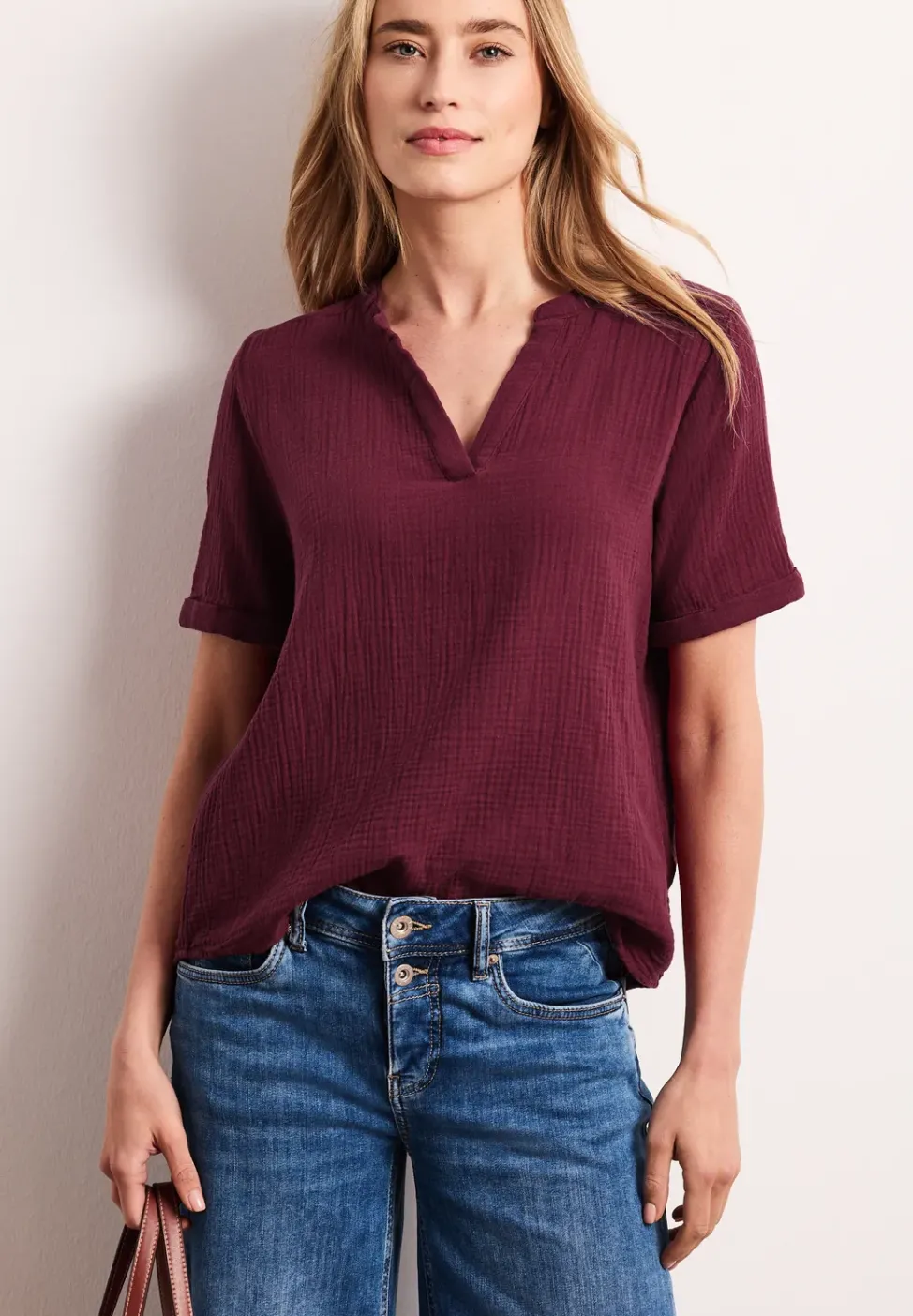 Blouse à manches courtes en qualité mousseline
