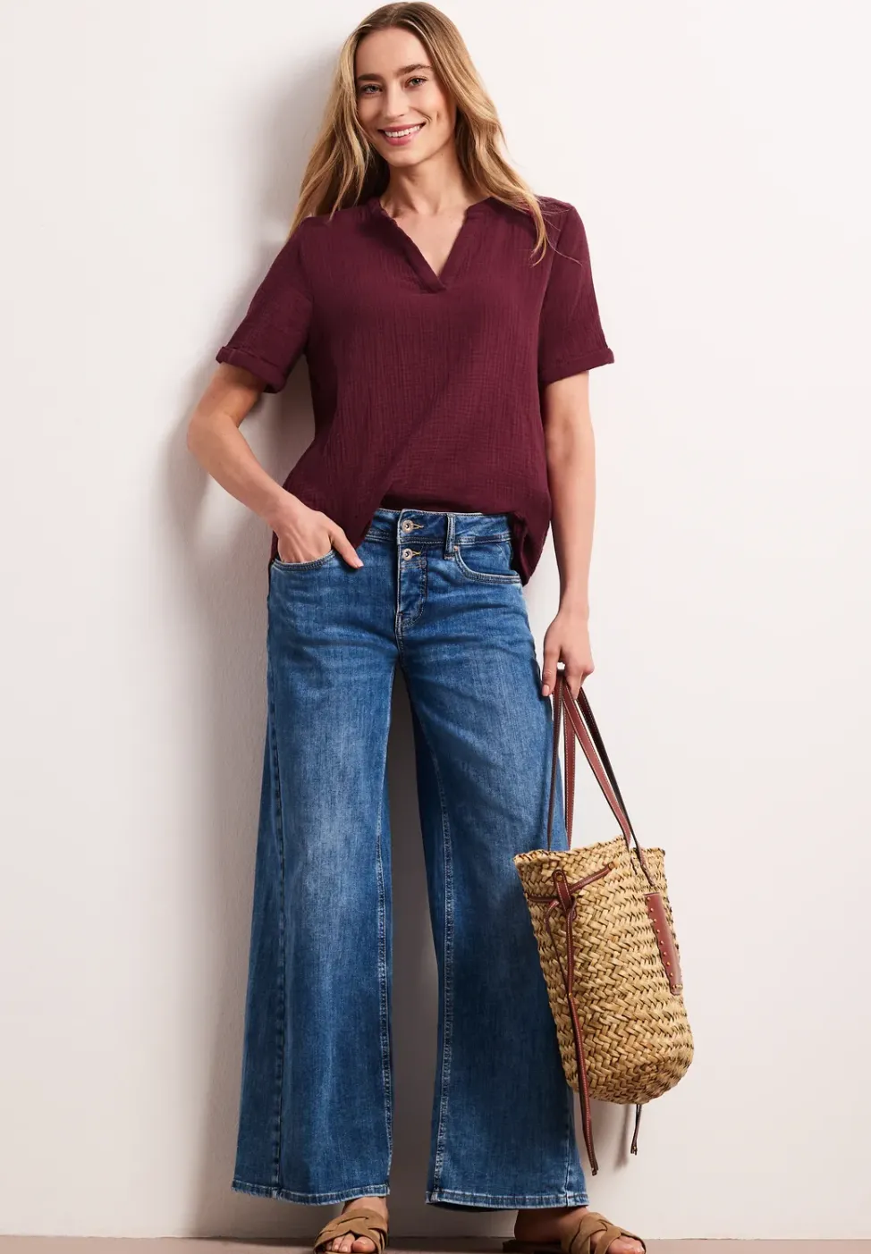 Blouse à manches courtes en qualité mousseline