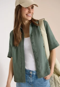 Blouse à manches courtes en pur lin