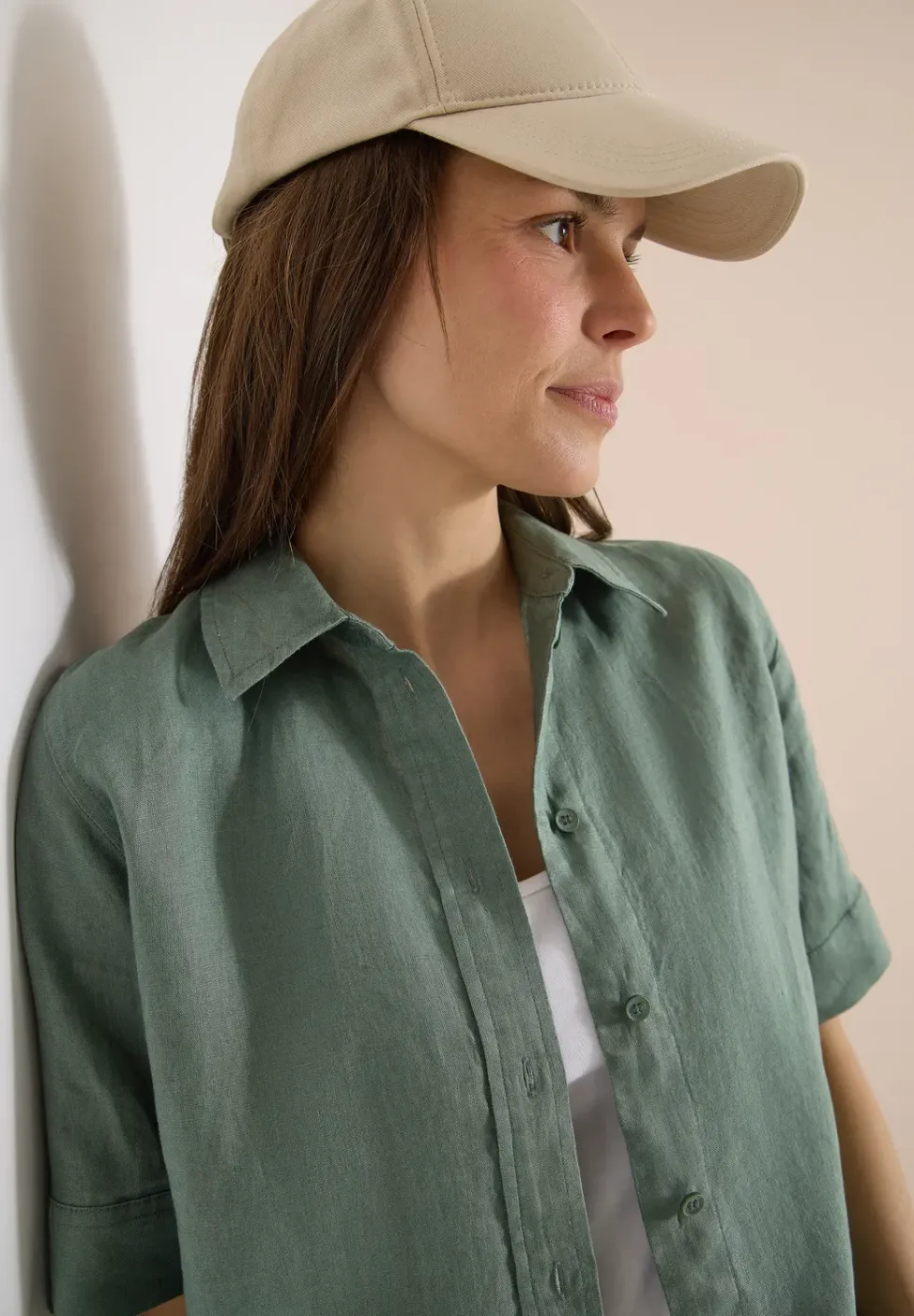Blouse à manches courtes en pur lin