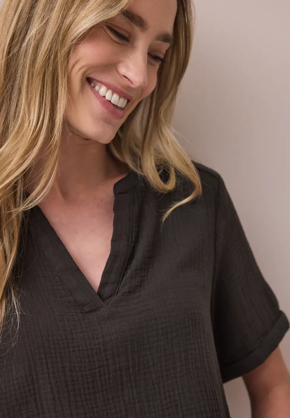 Blouse à manches courtes en qualité mousseline