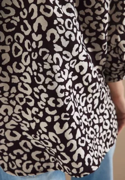 Blouse à motif léopard en lin mélangé
