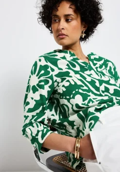Blouse à motifs en lin mélangé