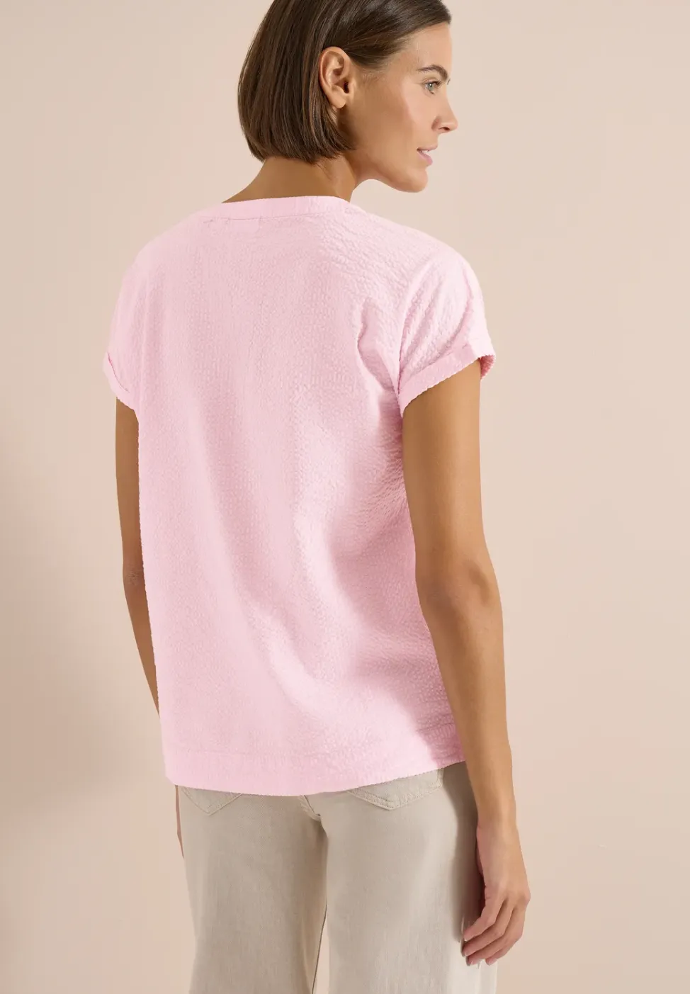 Blouse à épaules tombantes en seersucker