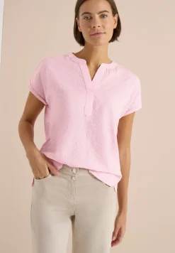 Blouse à épaules tombantes en seersucker