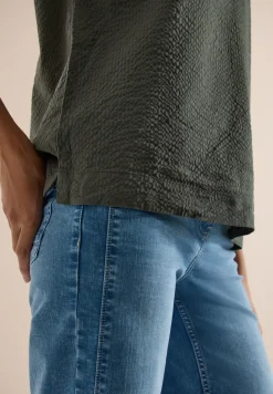 Blouse à épaules tombantes en seersucker