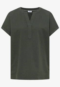 Blouse à épaules tombantes en seersucker