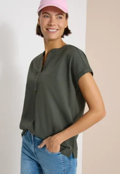 Blouse à épaules tombantes en seersucker
