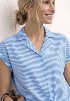 Blouse à épaules tombantes avec col bowling