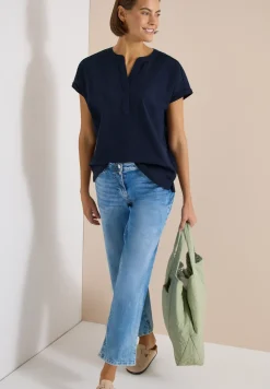 Blouse à épaules tombantes en seersucker