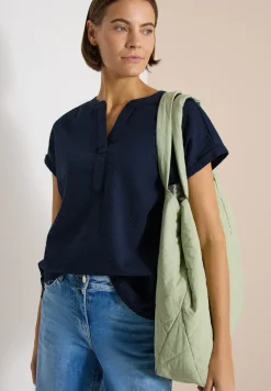 Blouse à épaules tombantes en seersucker